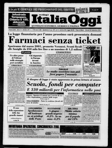 Italia oggi : quotidiano di economia finanza e politica